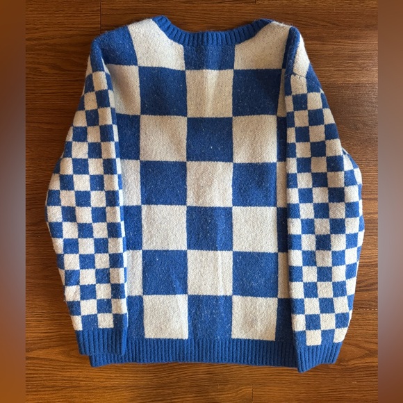 Vans Blue and White Checkered Cardigan Sweater - Picture 2 of 3